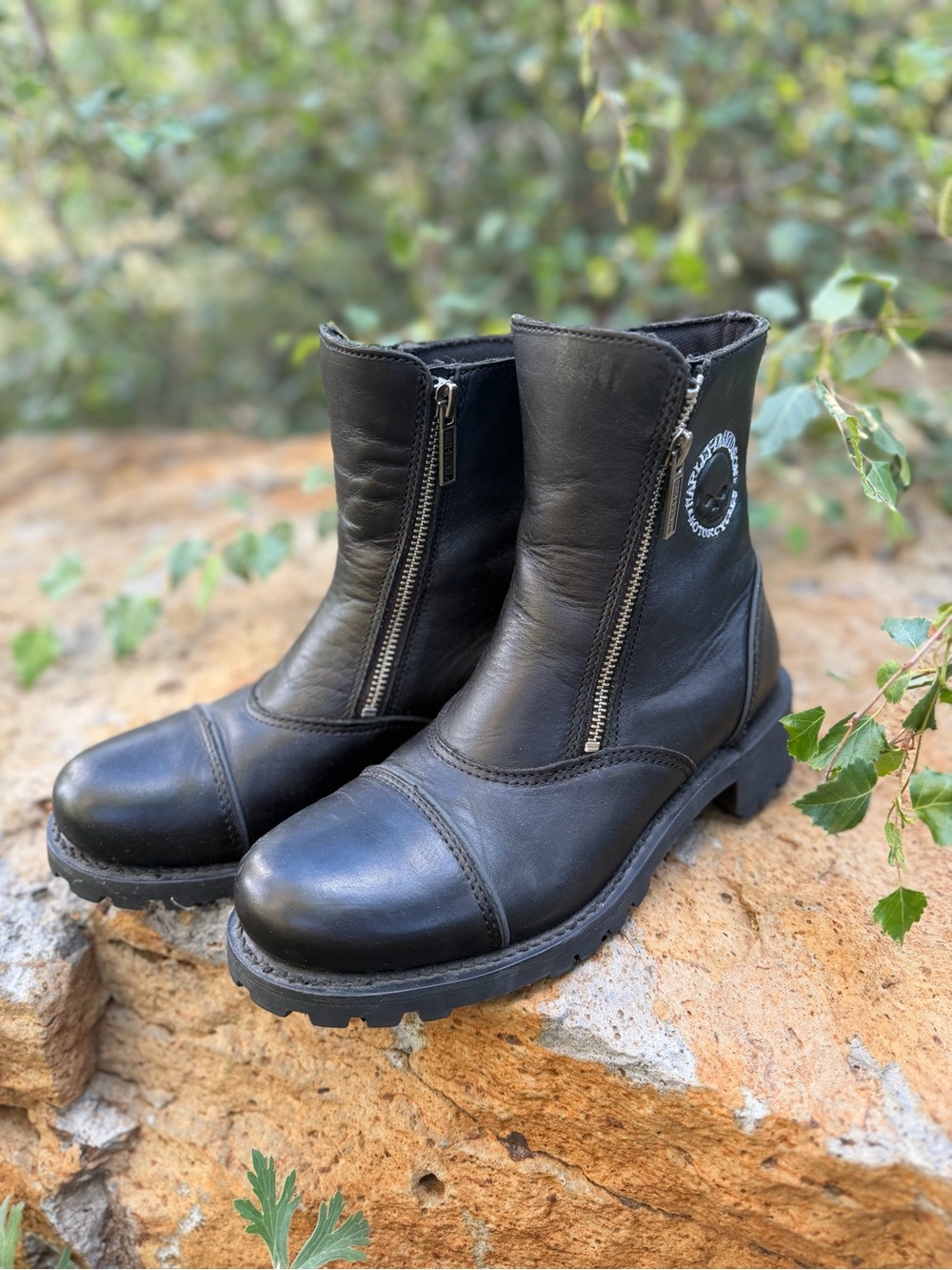 Boots Harley-Davidson Leather Zip-Up Heavy Duty Riding Motorcycle